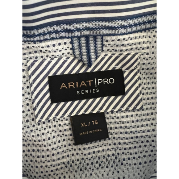 Men's Ariat Shirt, Blue & White Striped, Size XL - Picture 5 of 11